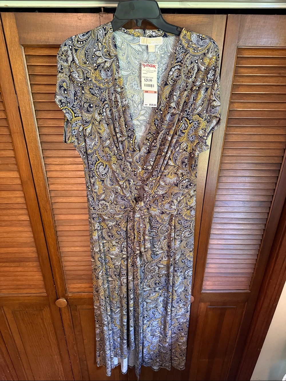 NWT Michael Kors Paisley Wrap Maxi Dress Size 2X Boho Elegant